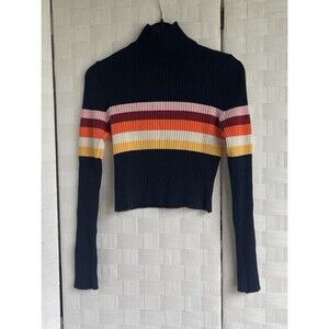 Urban Outfitters Stripe Crop Cowl Neck Sweater Multicolor Long Sleeve Small P